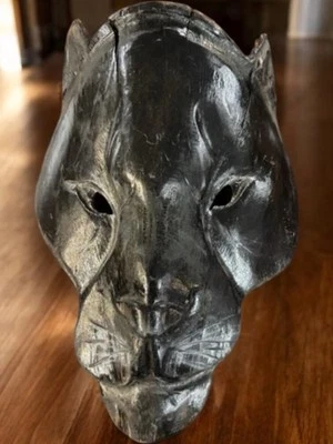 Arte de pared colgante con cabeza de pantera negra artesanal vintage palma fronda con cable 17" Foto 1 de 4