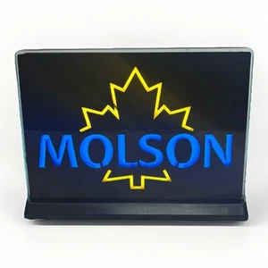 Vintage Molson Beer Maple Leaf Electriglas Table Top 9.5” X 6.75” Lighted Sign - Picture 1 of 7