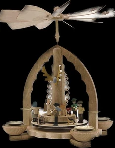 Weihnachtspyramide Im Wald Teelicht & Kerzen geeignet Höhe 27cm Waldtiere Szene - Bild 1 von 3