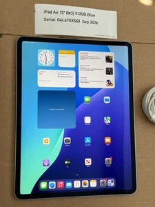 Apple iPad Air 13"  (M3) A3268 512 GB, Wi-Fi, 13 in - Blue Sep 2026 Warranty - Picture 1 of 4