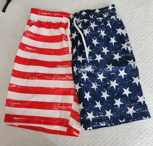 SALE! Boys Swim Trunks Size 8 Red White &Blue 10222 / 15 - Picture 1 of 2