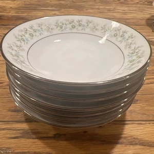 Juego de 7 cuencos de postre de frutas Noritake Savannah casi nuevos con borde de platino pastel floral - Imagen 1 de 10