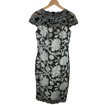Tadashi Shoji Black and Silver Sheath Mini Dress - Image 1 of 4
