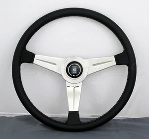 Nardi Classic Steering Wheel 390 mm Black Leather Polished Spokes 6061.39.3001 - Bild 1 von 5