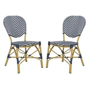 Safavieh Lisbeth French Bistro Stacking Side Chair Navy/White - Picture 1 of 2