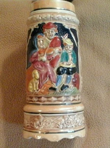 German Musical Lidded Beer Stein w/ Music Box Mug Tankard Germany, Dog - Picture 1 of 7