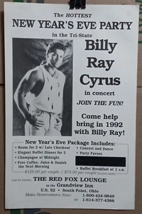 Vtg 1991 Billy Ray Cyrus Red Fox Lounge South Point Oh Original Concert Poster - Picture 1 of 8