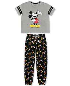 Official Disney Mickey Mouse Classic Varsity T-Shirt & Comfy Jogger Lounge Pants