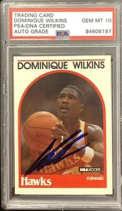 Dominique Wilkins Signed 1989 NBA Hoops #130 Card Hawks PSA/DNA Auto Gem Mt 10 - Picture 1 of 2