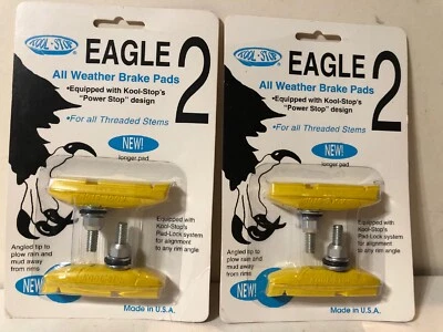 Kool Stop Bicicleta Bicicleta Eagle 2 II ROSCADO Pastillas Freno AMARILLO (4) Foto 1 de 4