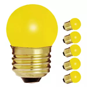 5 Pack CERAMIC YELLOW Mini Globe Sign Bulb 7.5W 120V S11 Medium Base E26 - Picture 1 of 4