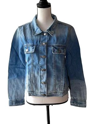 Chaqueta vaquera de mezcla de lino Jane Rock N Rolla azul talla S de una cucharadita - Nueva Foto 1 de 4