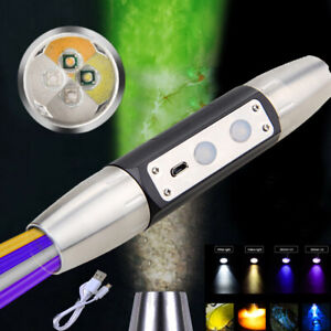 365nm+395nm UV Light LED Flashlight Gem Jewelry Amber Battery Torch Waterproof