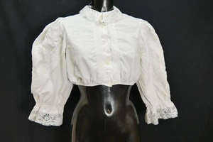 Gr.40 Dirndlbluse weiß Bluse für Dirndl Leico Baumwolle mit Spitze B11581 - Bild 1 von 4
