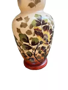 vaso vintage in vetro floreale dipinto a mano 12” - Foto 1 di 5