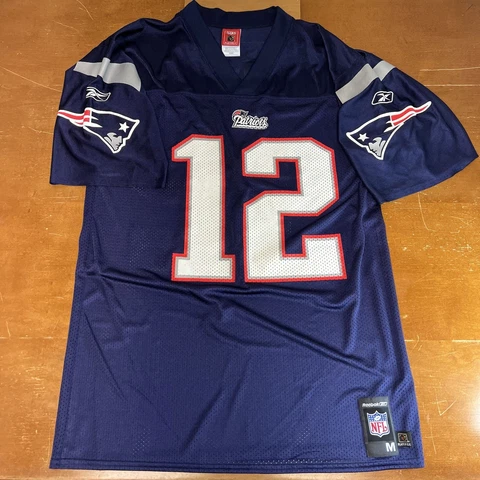 Vintage New England Patriots Jersey Mens Blue Medium Reebok NFL Football Cover