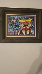 Mardi Gras Painting New Orleans on Canvas, 3D, Acrylic, Framed 14.75inx17.5in - Picture 1 of 2