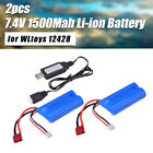 2x 7.4V 1500Mah Li-ion Battery T plug/USB Charger For WLtoys 12428 1:12 RC Car