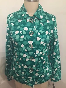Merona Women's Green And White 100% Cotton Canvas Jacket Size M NWT - Photo 1/7