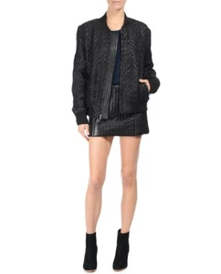 Rag & Bone Black Boucle Leather BASTION Baseball JACKET BNWT UK 10 £850 - Picture 1 of 6