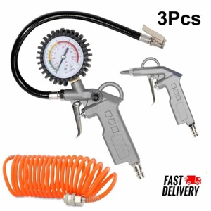 3pcs Air Compressor Recoil Hose Line Tool Tyre Inflator Duster GunTools - Picture 1 of 8
