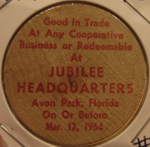 1964 Avon Park, FL Centennial Wooden Nickel - Fla. Florida #1 VTG - Picture 1 of 2