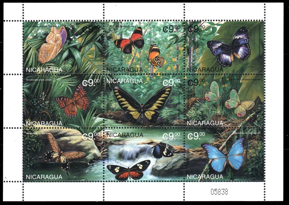 NICARAGUA 2254 - Mariposas Centroamericanas "Hoja de recuerdo" (pb52257) Foto 1 de 1