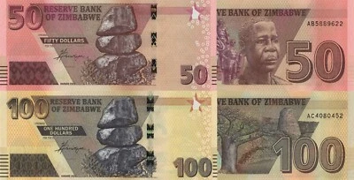 Zimbabwe 2 PCS Set: 50 & 100 Dollars (2020) - pW105, pW106 UNC - Image 1 of 3