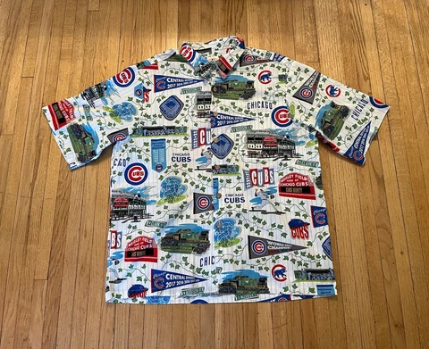 Chicago Cubs 2016 World Series Hawaiian Rent Spooner Shirt Mens XL EUC Aloha MLB Cover