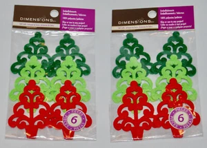 New 2X Dimensions Green and Red Felt Christmas Tree Embellishments 6ct = 12pc - Picture 1 of 8