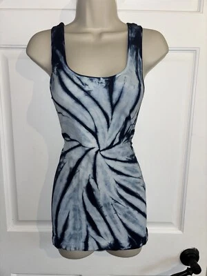 Tees by Tina EUC Black & Light Blue Tie Dye Tank Top ONE SIZE (OS) - Image 1 of 4