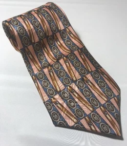 Les Impromptus Paris Cigars 100% Silk Men's Necktie Pink Blue Tie Tobacco - Picture 1 of 7