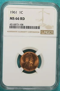 1961 NGC MS66 RED Lincoln Cent!! #A9193 - Picture 1 of 2