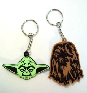 Lote de llaveros de goma vinilo Star Wars, Chewbacca Wookiee, Yoda - Imagen 1 de 2