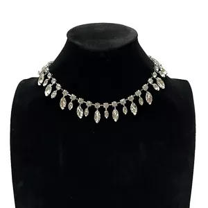 Kenneth Jay Lane Marquis Cut Clear Rhinestone Crystal Collar Necklace - Picture 1 of 3