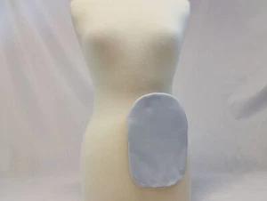 Drainable OR Closed 2 1/4" - 2 3/4" White Denim Ostomy Bag Cover Stoma Colostomy - Picture 1 of 5
