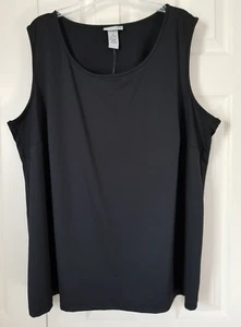 Catherines NWT Women Plus Size 2X Black Sleeveless Scoop Neck Tank Top Shell - Picture 1 of 5