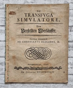 1743 Transfvga Simvlatore Oberläuffer Pavca Disserit Hedlervs Vitembergae Papier - Picture 1 of 7