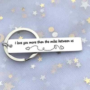 I Love You More Than The Miles Between Us Couple Keyring Charm Keychain Gift - Picture 1 of 5