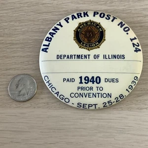 1939 American Legion Chicago Convention Name Badge Pinback Button #BB1877 - Picture 1 of 2