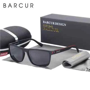 BARCUR Polarized Black Sunglasses Male Rimless Glasses Men Driving Eyewear - Picture 1 of 24