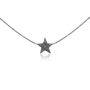 Collar colgante de plata esterlina 925 estrella con dije pavimento diamantes reales joyería REGALO - Imagen 1 de 4