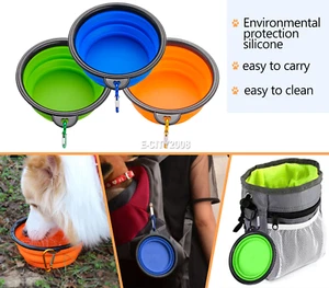 3 Pet Dog Collapsible Feeding Bowl Travel Portable Silicone Water Dish Feeder - Picture 1 of 12