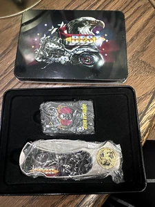 "AMERICAN BIKER" SERIES POCKET KNIFE & LIGHTER SET VINTAGE NEW UNUSED✔ - Picture 1 of 9