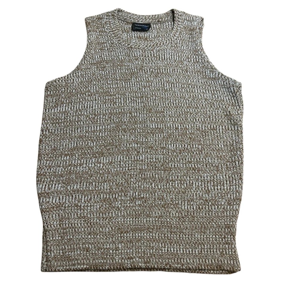 1970s Retro Grandpacore Space Dye Brown Sweater Vest Men’s S 34-40 Inch Chest - Image 1 of 4