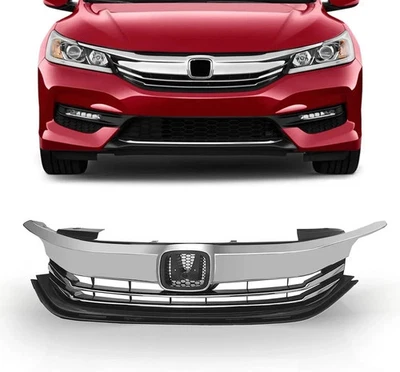Parrilla de parachoques delantero negra con cromo para Honda Accord 2016 2017 Foto 1 de 4