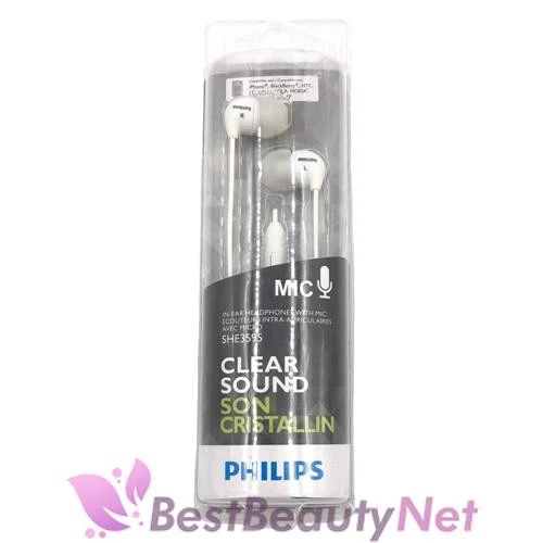 Philips Clear Sound In Ear Headphones With Mic SHE3595 White - Image 1 of 1