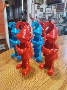 6 Red/Blue Christmas Elves Cast Iron Taper Candle Holders Crate & Barrel 5” - Picture 1 of 9
