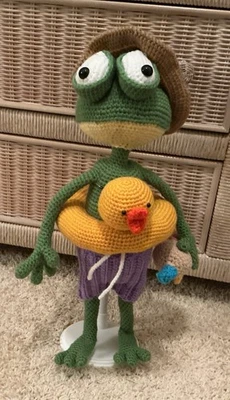 "Amigurumi de ganchillo hecho a mano 20"" Beach Time Frog" Foto 1 de 4