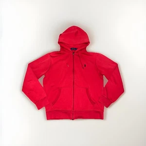 Mittelgroßes Poloshirt für Herren Ralph Lauren Kapuzenpullover-Sweatjacke mit doppeltem Strick und durchgehendem Reißverschluss Rot - Bild 1 von 7